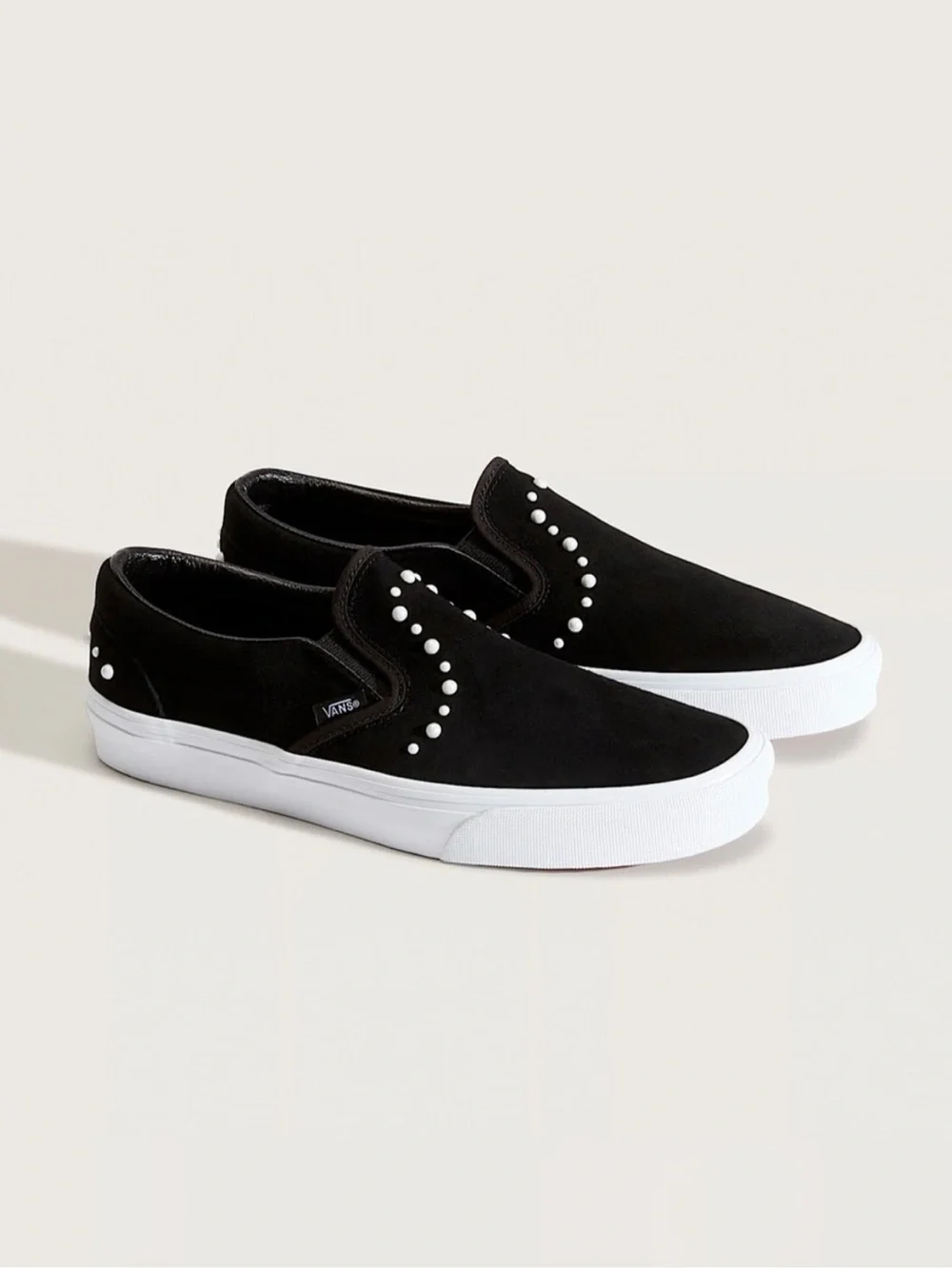 Vans Classic Slip-On Suede Pearl Black Shoes Women 9.0US